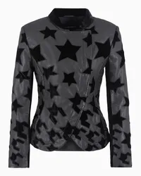 Emporio Armani OFFICIAL STORE Giacca In Nappa Di Vitello Con Ricamo In Velluto Capsule Moon Nero