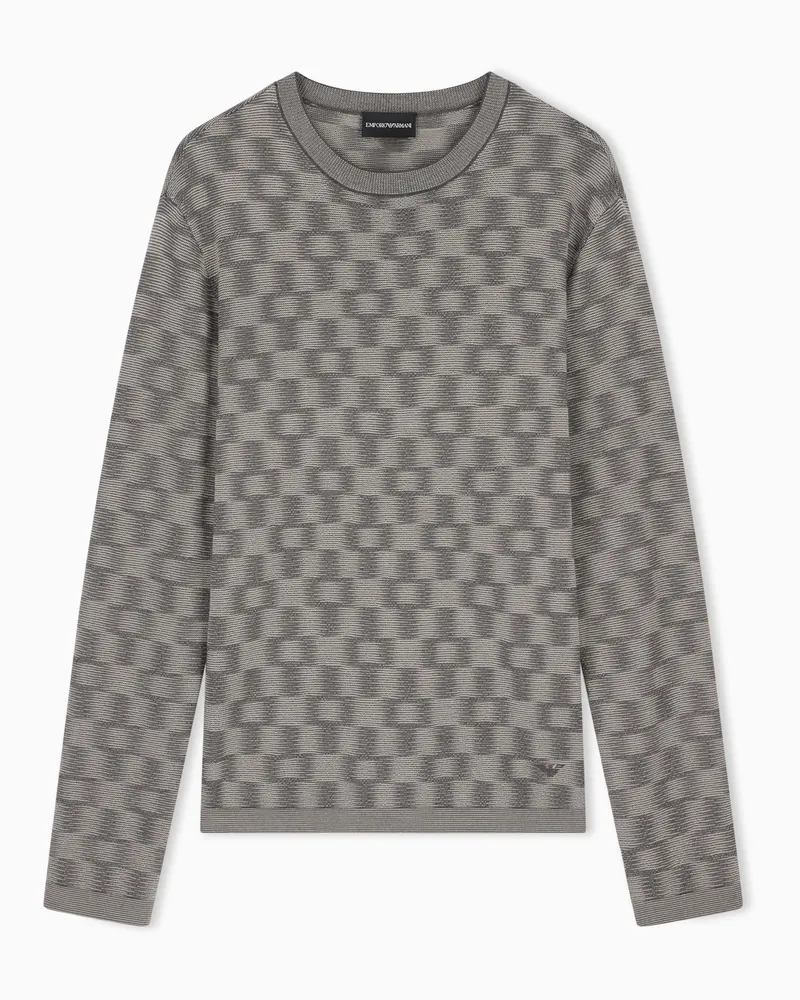 Emporio Armani Maglione in lana vergine punto fantasia Capsule Signature Grigio