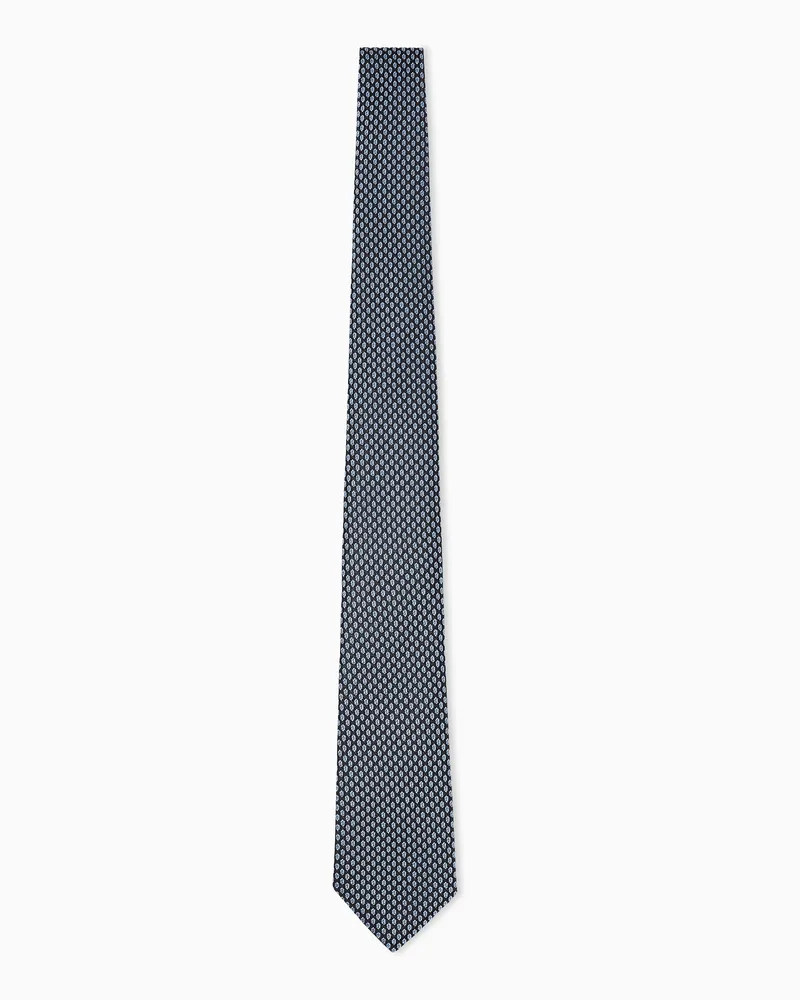 Emporio Armani Cravatta in seta con micro fantasia geometrica Marrone