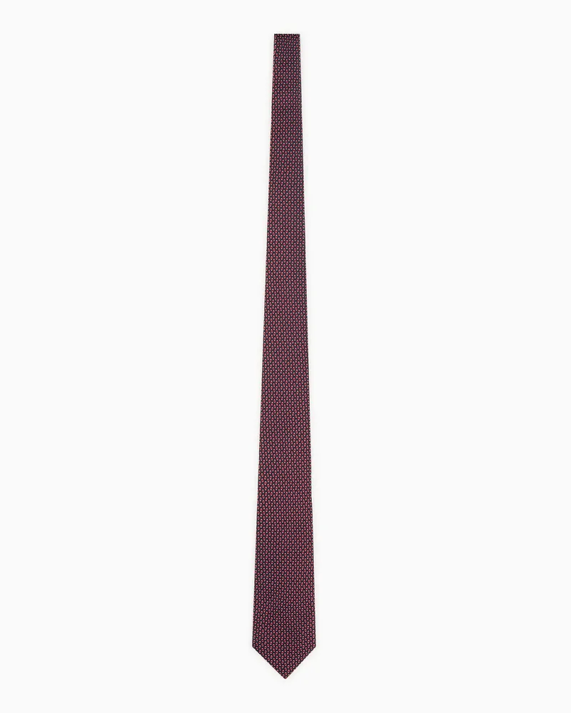 Emporio Armani Cravatta in seta con micro fantasia geometrica Marrone