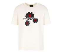 Emporio Armani OFFICIAL STORE T-shirt In Jersey Con Stampa Flock Mon Amour Bianco