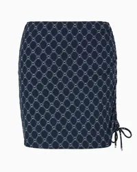 Emporio Armani OFFICIAL STORE Minigonna Pareo Con Coulisse In Tessuto Jacquard Monogram Blu