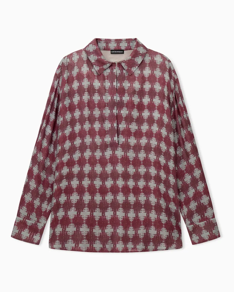 Emporio Armani Camicia regular fit in modal e cashmere con motivo a quadri Fantasia