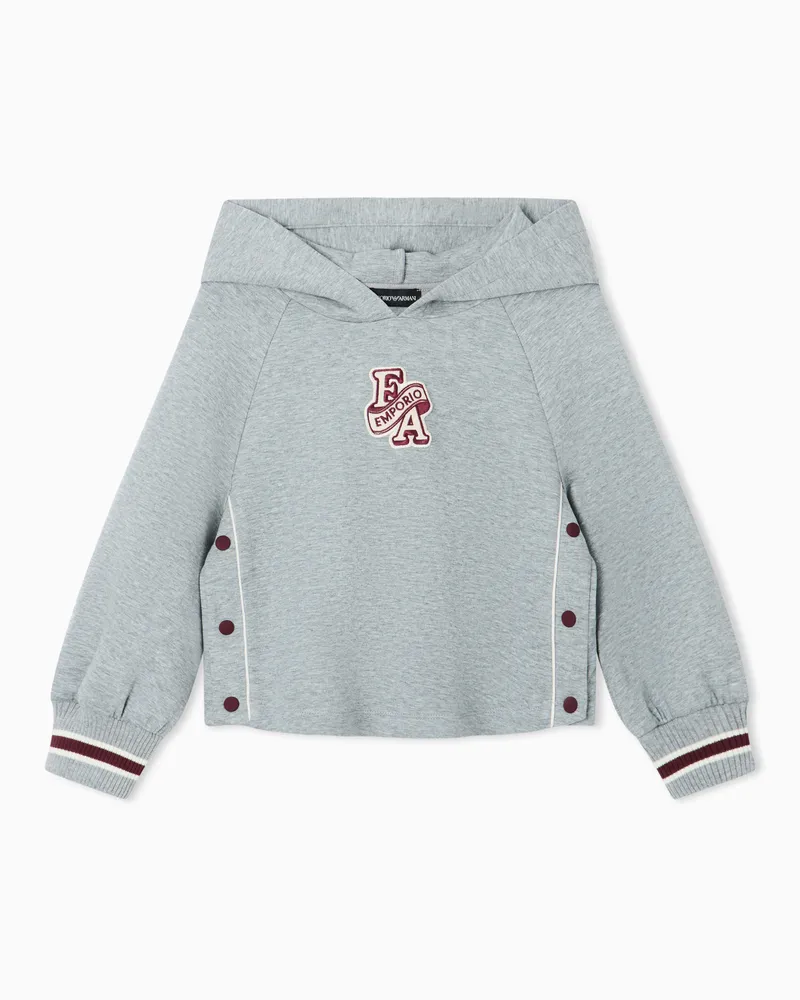 Emporio Armani Felpa con cappuccio in jersey con patch e bottoni laterali Grigio