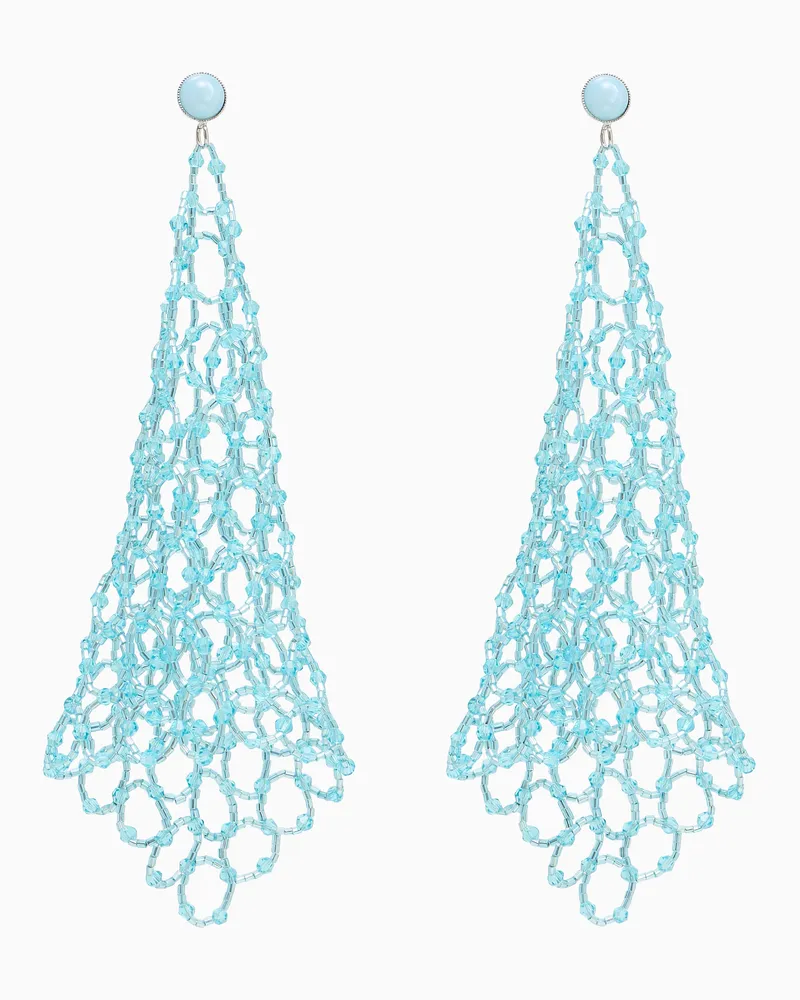 Emporio Armani Maxi orecchini pendenti con struttura reticolata Azzurro