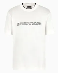 Emporio Armani OFFICIAL STORE T-shirt In Jersey Misto Lyocell Con Ricamo Logo A Rilievo Asv Bianco