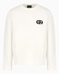 Emporio Armani OFFICIAL STORE Felpa In Double Jersey Con Ricamo Logo Ea A Rilievo Bianco