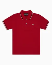 Emporio Armani OFFICIAL STORE Polo In Piquet Stretch Con Profili A Righe Rosso