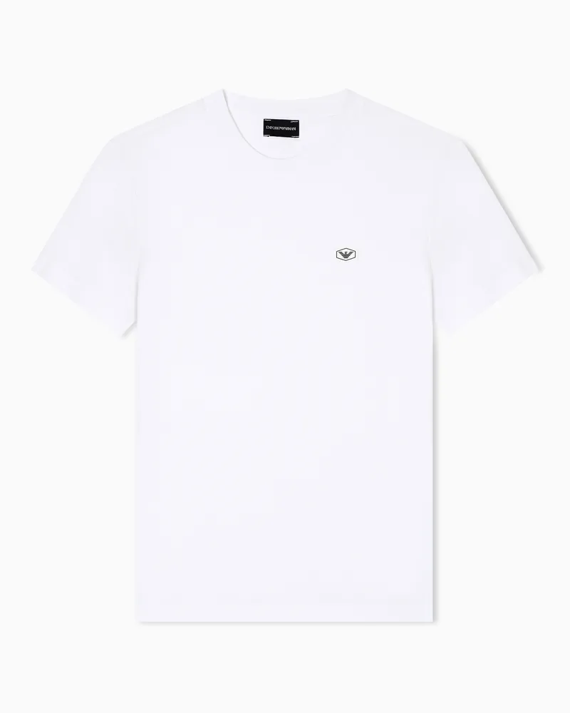 Emporio Armani T-shirt in jersey Supima con micro patch logo Bianco