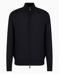 Emporio Armani OFFICIAL STORE Cardigan Full Zip In Lana Vergine Blu