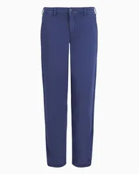 Emporio Armani OFFICIAL STORE Pantaloni J5a Vita Media E Gamba Relaxed In Jersey Con Retro In Denim Blu