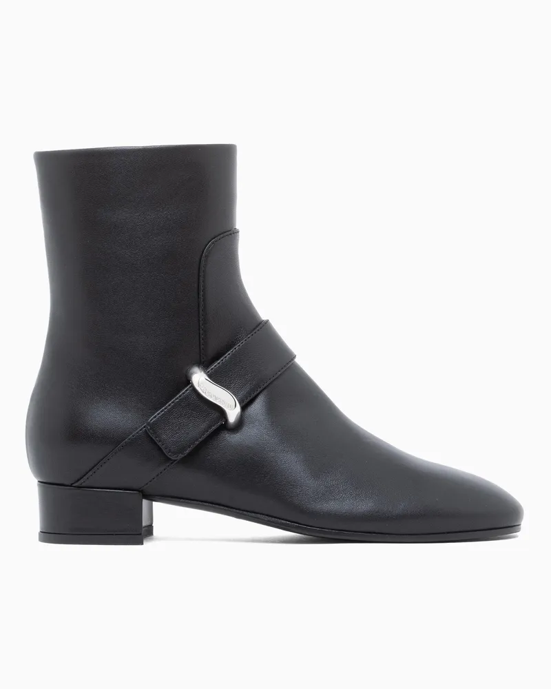 Emporio Armani Stivaletti in nappa con cinturino e fibbia laterale Nero