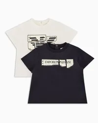 Emporio Armani OFFICIAL STORE Pack 2 T-shirt In Jersey Con Grafica Logo Asv Bianco