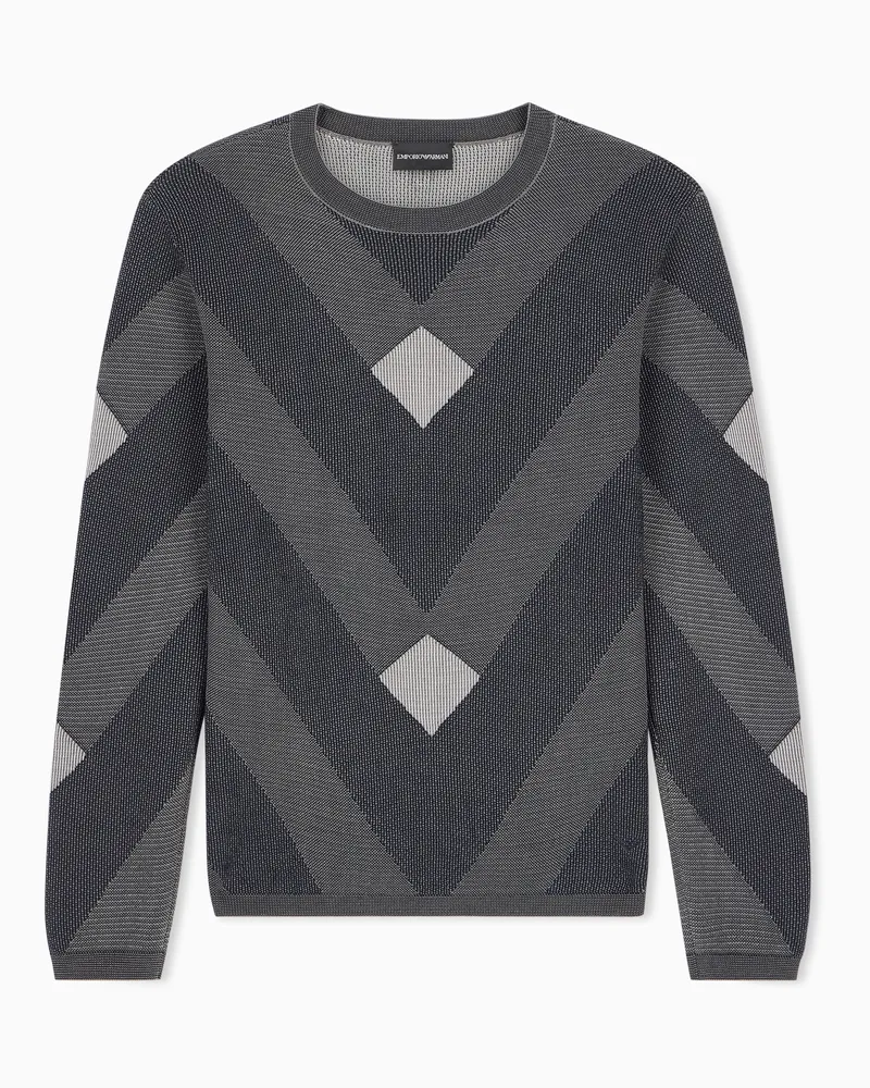 Emporio Armani Maglione fantasia jacquard diagonale Capsule Signature Blu