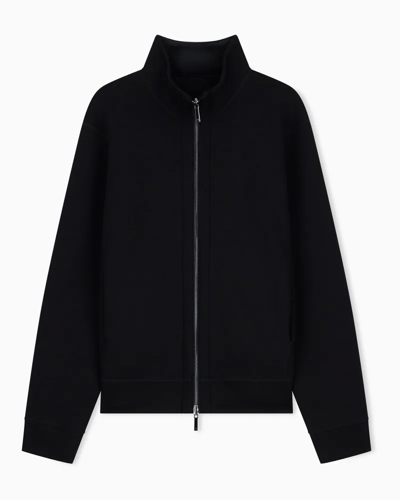 Emporio Armani Felpa full zip in ciniglia lyocell Nero