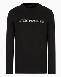 Emporio Armani OFFICIAL STORE Maglia In Jersey Pima Con Stampa Logo Nero