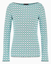 Emporio Armani OFFICIAL STORE Maglia Scollo Barca In Jersey Jacquard Motivo A Rilievo Verde