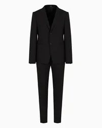 Emporio Armani OFFICIAL STORE Abito Monopetto Slim Fit Revers A Specchio In Crepe Di Lana Stretch Con Micro Pattern Nero