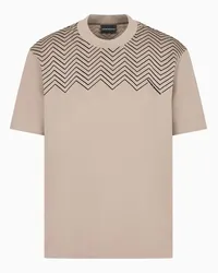 Emporio Armani OFFICIAL STORE T-shirt In Jersey Misto Lyocell Con Dettaglio Chevron Flock Asv Beige