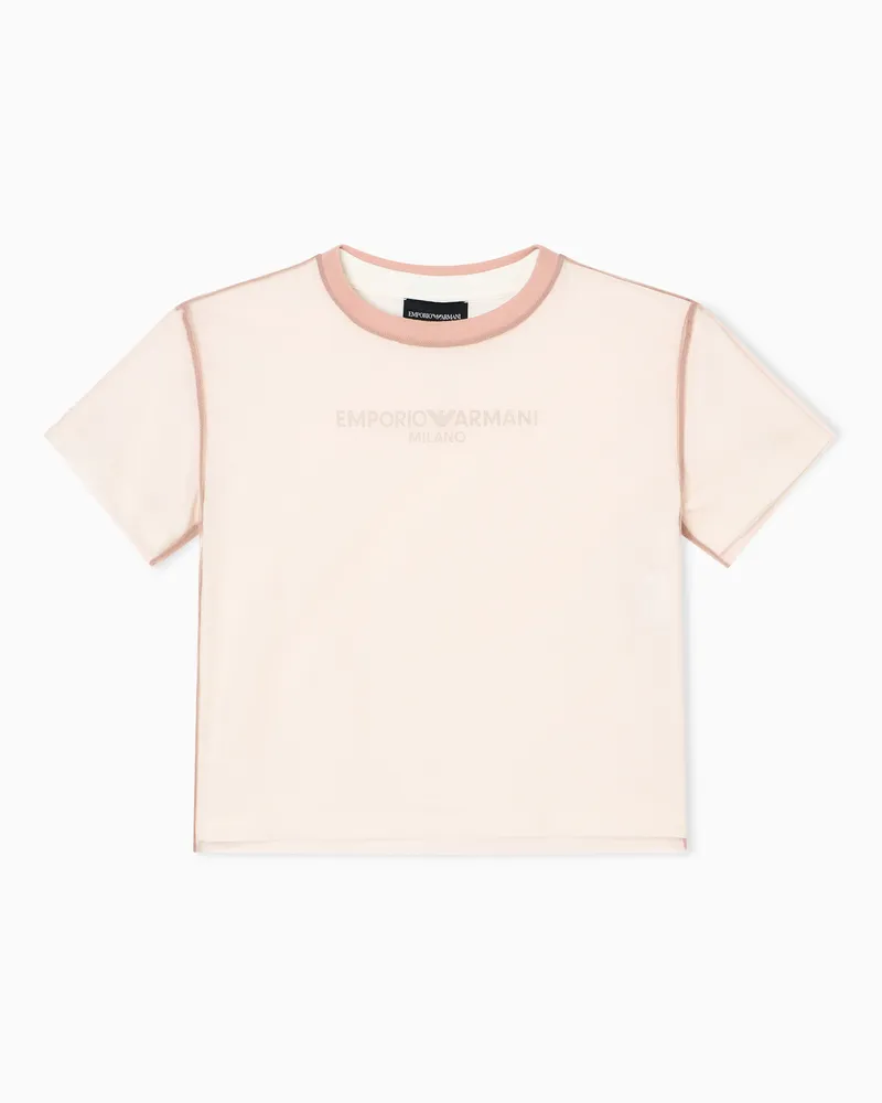 Emporio Armani T-shirt in jersey e tulle ASV Bianco
