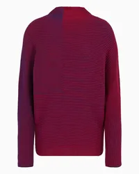 Emporio Armani OFFICIAL STORE Maglione Con Maniche Pipistrello In Tessuto A Coste Inglesi Bicolore Rosso