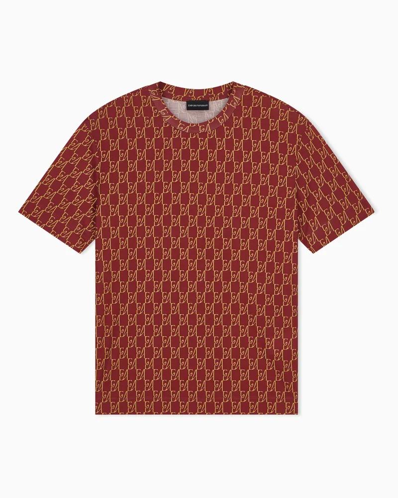 Emporio Armani T-shirt vestibilità regular in jersey di lyocell e cotone Rosso