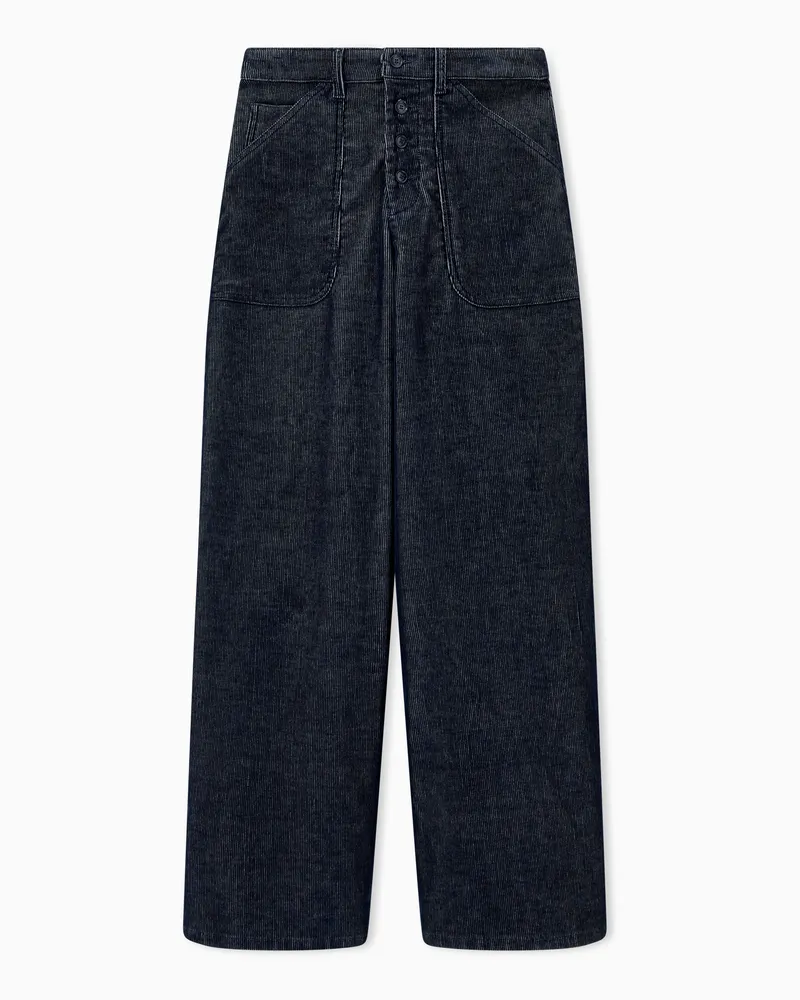Emporio Armani Pantaloni 5 tasche over in velluto a coste stretch Blu