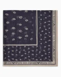 Emporio Armani OFFICIAL STORE Foulard In Pura Seta Fantasia Astratta All Over Icon Blu