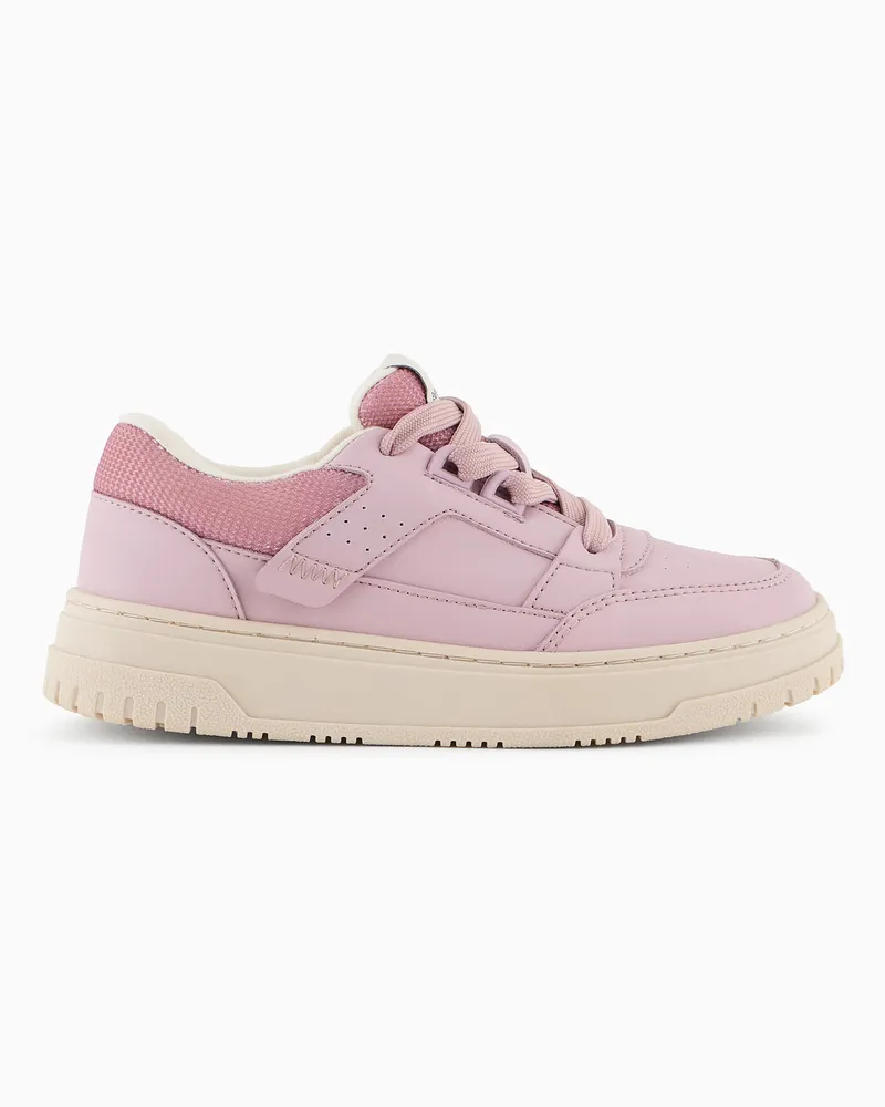 Emporio Armani Sneakers in pelle con dettagli in mesh Rosa