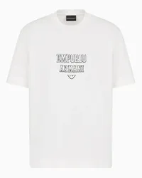 Emporio Armani OFFICIAL STORE T-shirt In Jersey Heavy Con Ricamo Logo A Rilievo Asv Bianco