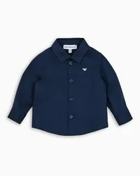 Emporio Armani OFFICIAL STORE Camicia In Cotone Stretch Con Ricamo Aquila Blu