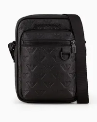 Emporio Armani OFFICIAL STORE Crossbody In Pelle Embossed Eagle All Over Nero