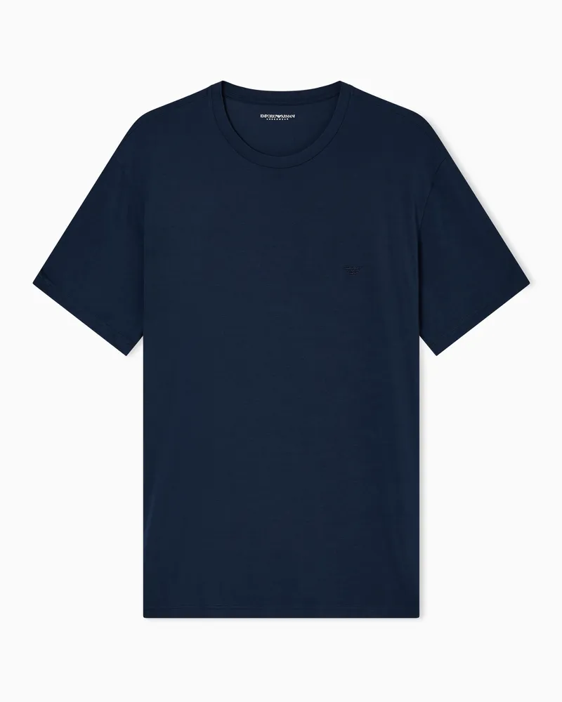 Emporio Armani T-shirt loungewear fitted fit in soft modal Blu