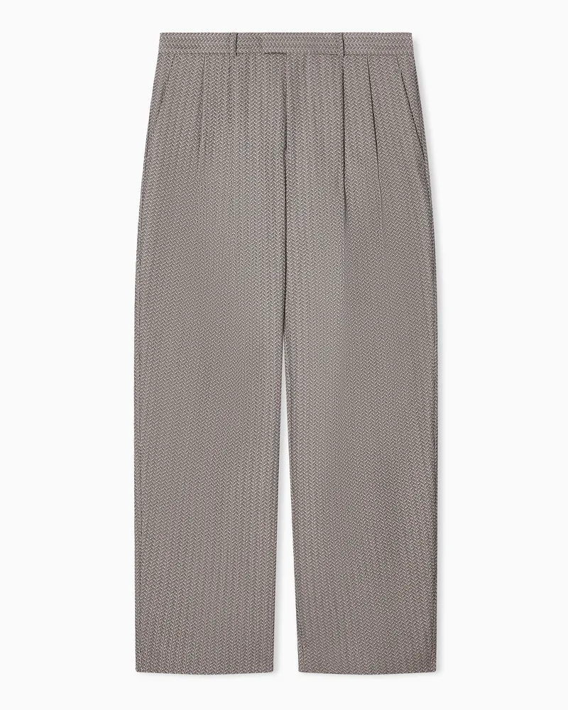 Emporio Armani Pantaloni in tessuto con microfantasia effetto 3D Beige