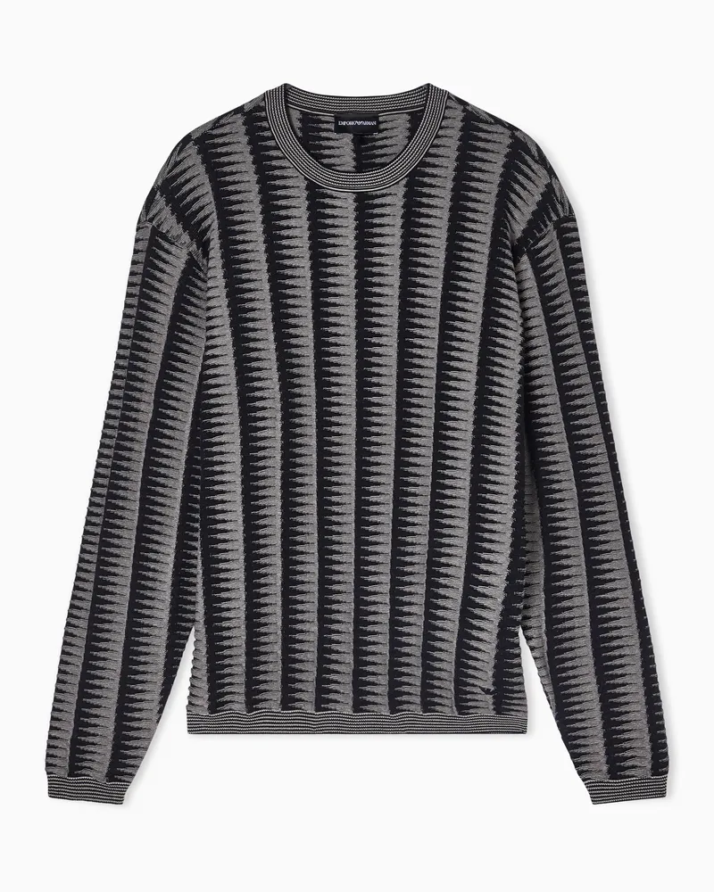Emporio Armani Maglione con motivo jacquard bicolore Blu