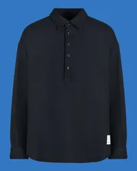 Emporio Armani OFFICIAL STORE Camicia Collo Polo In Twill Stretch Capsule Black Blue Asv Nero