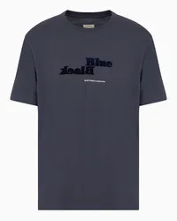 Emporio Armani OFFICIAL STORE T-shirt In Jersey Organico Con Stampa Flock Capsule Black Blue Asv Blu