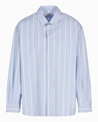 Emporio Armani OFFICIAL STORE Camicia A Righe Con Stampa Flock Capsule Black Blue Asv Azzurro