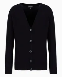 Emporio Armani OFFICIAL STORE Cardigan Con Profondo Scollo V In Puro Cashmere Blu