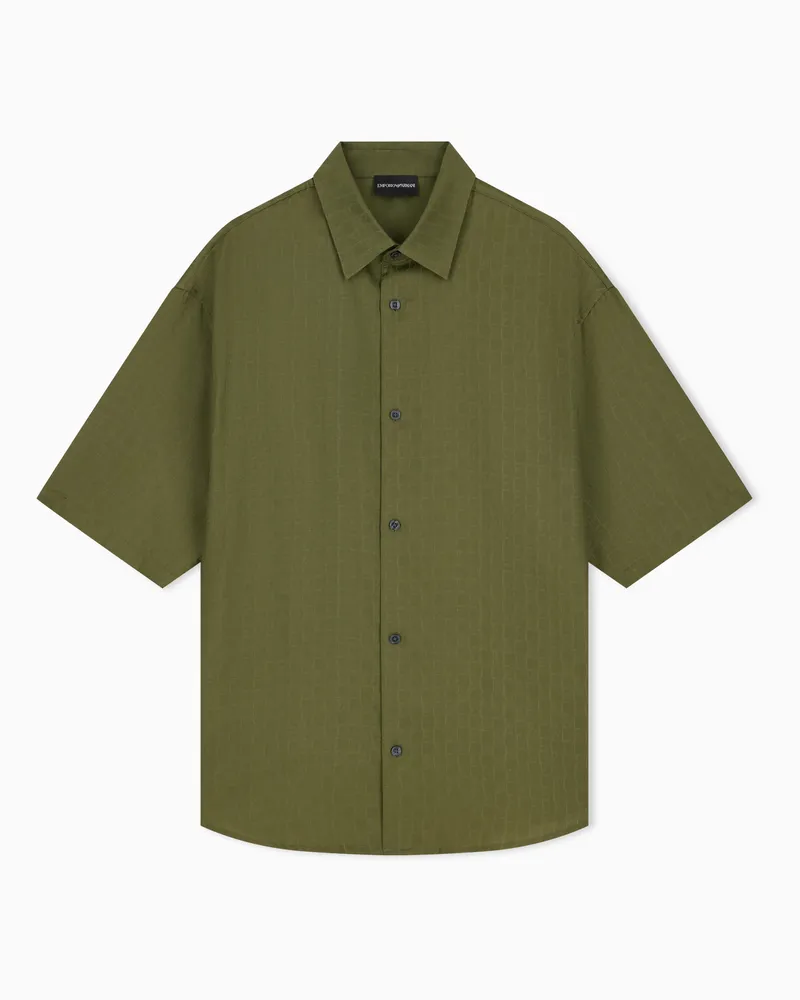 Emporio Armani Camicia regular fit in lyocell jacquard Verde