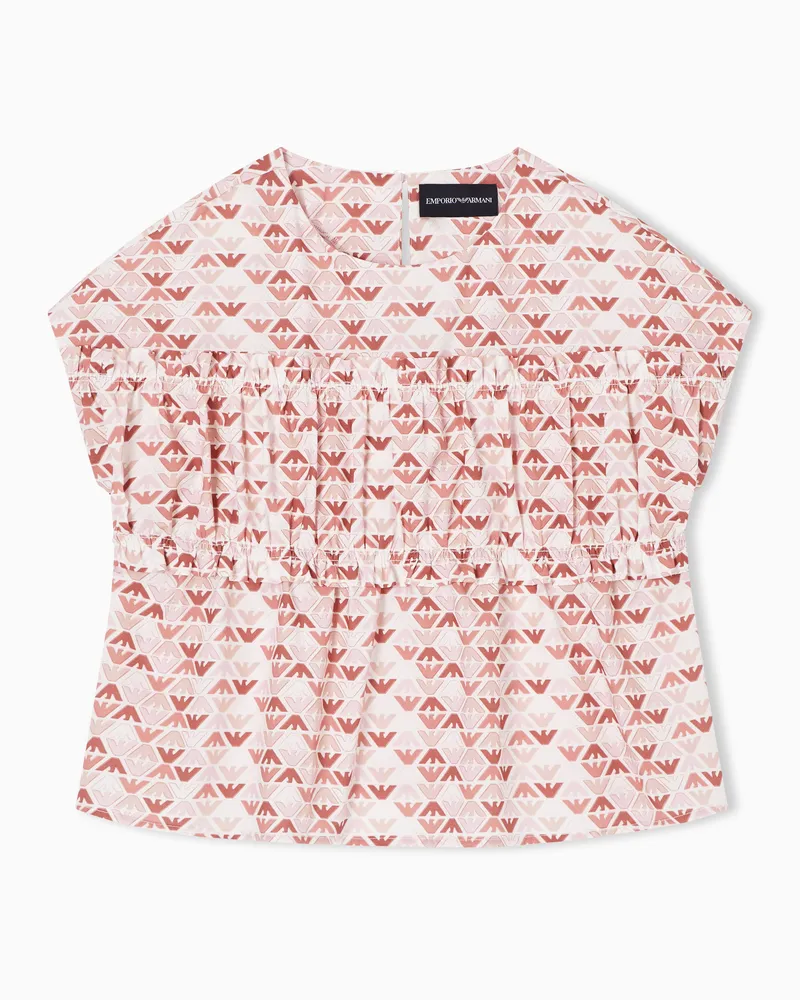 Emporio Armani Blusa in popeline stampa all over Rosa