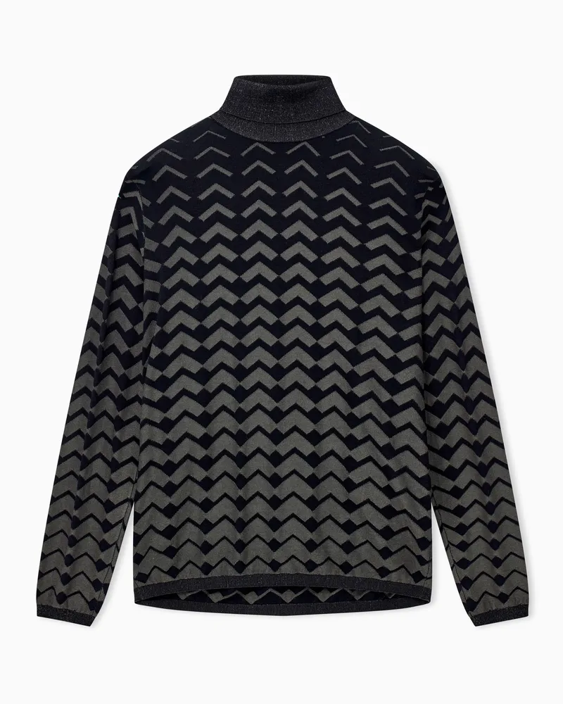 Emporio Armani Maglione dolcevita in misto lyocell Capsule Signature Nero