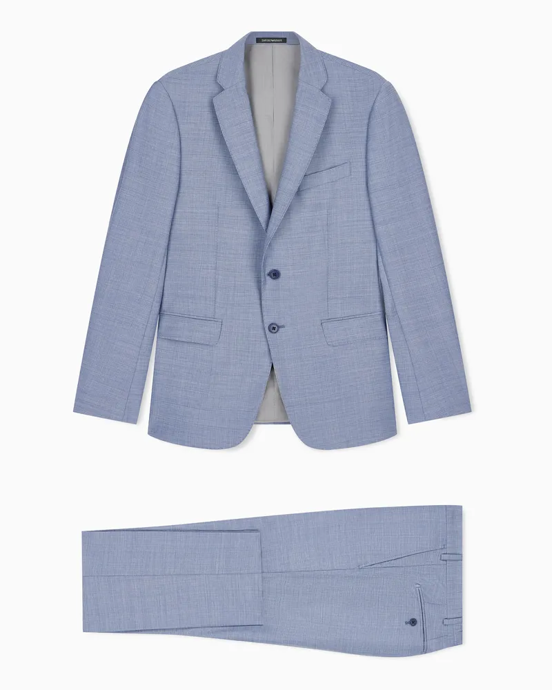 Emporio Armani Abito in lana vergine super 130's con effetto stuoia Azzurro