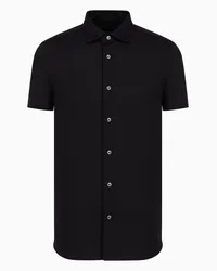 Emporio Armani OFFICIAL STORE Camicia Maniche Corte In Jersey Misto Lyocell Asv Nero