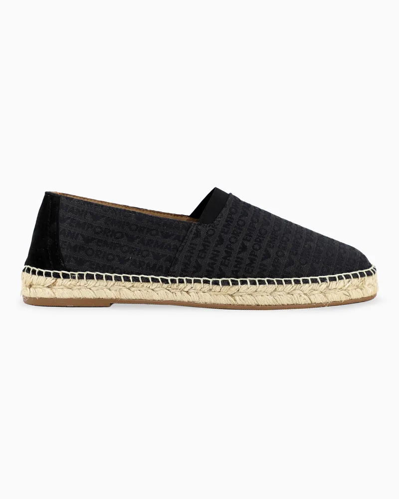 Emporio Armani Espadrillas in tessuto jacquard logo lettering all over Nero
