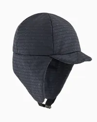 Emporio Armani OFFICIAL STORE Cappello Con Paraorecchie In Nylon Logo Lettering All Over Blu