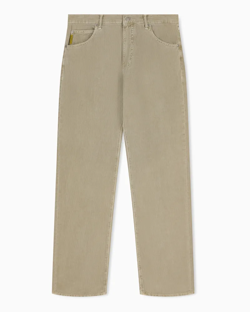 Emporio Armani Pantaloni 5 tasche in cotone con vestibilità regular Beige