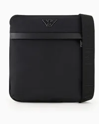 Emporio Armani OFFICIAL STORE Tracolla Piatta In Nylon Riciclato Armani Sustainability Values Nero