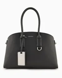 Emporio Armani OFFICIAL STORE Borsa A Mano Media In Pelle Rigenerata Icon Asv Nero