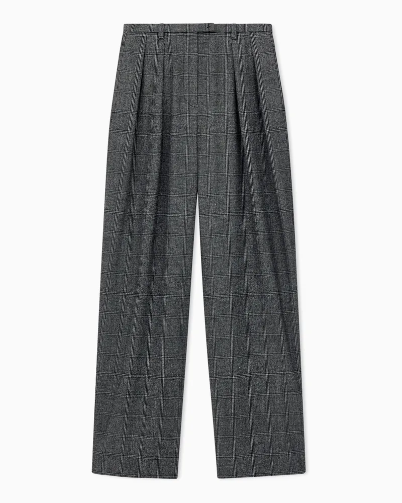 Emporio Armani Pantaloni con pinces in flanella check Capsule Signature Grigio